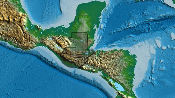Detailní Záběr Pohraniční Oblasti Guatemaly Zvýrazňující Tmavou Vrstvu Fyzické Mapě — Stock fotografie