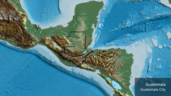 Близько Прикордонної Території Гватемали Карті Рельєфу Столична Точка Перевернуті Краї — стокове фото