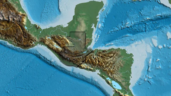 在危地马拉边境地区进行的近距离调查显示 在一张解像图上有一个黑暗的阴影 资本点 国家形状的斜边 — 图库照片