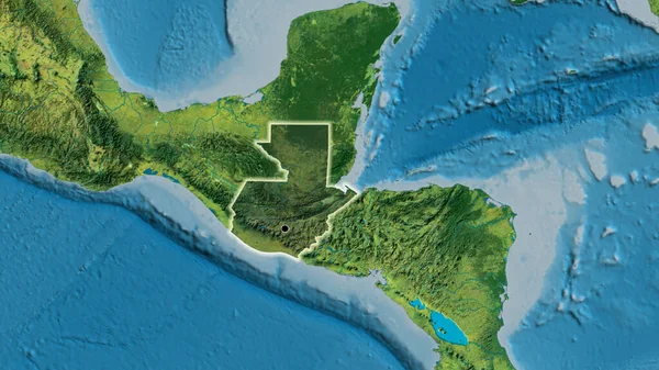 Close Guatemala Border Area Highlighting Dark Overlay Topographic Map Capital — Stock Photo, Image