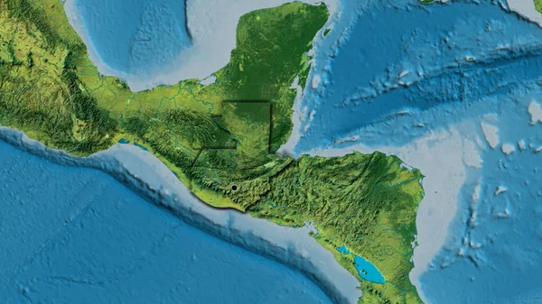 在地形图上对危地马拉边境地区进行的密切监视 资本点 国家形状的斜边 — 图库照片