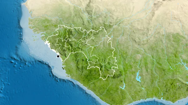 Крупный План Приграничной Зоны Гвинеи Региональных Границ Спутниковой Карте Отличный — стоковое фото