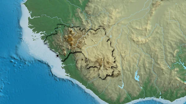 Gine Sınır Bölgesinin Yakınındaki Bir Haritada Ana Nokta Ülkenin Kıvrımlı — Stok fotoğraf