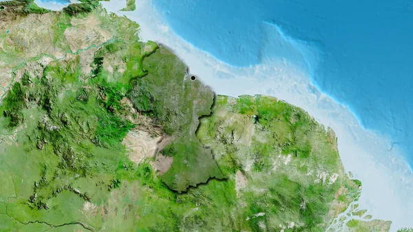 Guyana Sınır Bölgesinin Uydu Haritasında Koyu Bir Örtüyle Işaretlenmiş Hali — Stok fotoğraf