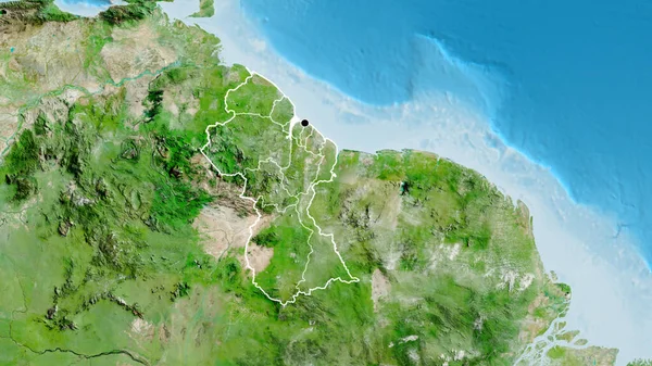 Zbliżenie Strefy Przygranicznej Gujany Jej Granic Regionalnych Zdjęciu Satelitarnym Yahoo — Zdjęcie stockowe