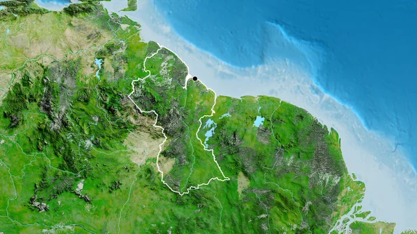 Close Van Het Grensgebied Van Guyana Een Satellietkaart Hoofdpunt Overzicht — Stockfoto