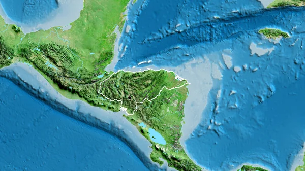 Крупный План Приграничной Зоны Гондураса Спутниковой Карте Отличный Момент Очертания — стоковое фото