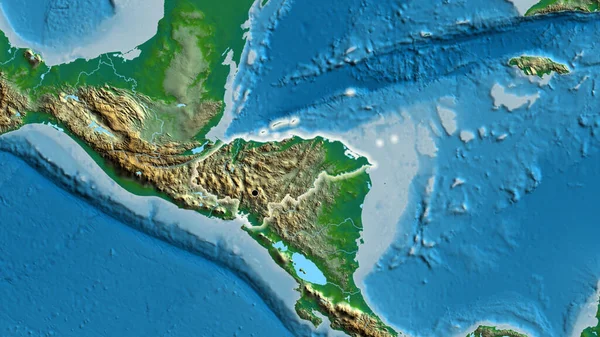 Primo Piano Della Zona Confine Con Honduras Una Mappa Fisica — Foto Stock