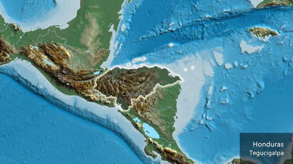 Крупный План Приграничной Зоны Гондураса Подчеркнутый Тёмным Наложением Рельефную Карту — стоковое фото