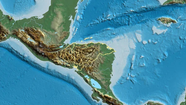 Крупный План Приграничной Зоны Гондураса Региональных Границ Карте Рельефа Отличный — стоковое фото