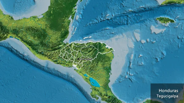 Крупный План Приграничной Зоны Гондураса Региональных Границ Топографической Карте Отличный — стоковое фото
