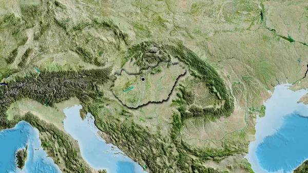Крупный План Приграничной Зоны Венгрии Спутниковой Карте Отличный Момент Скошенный — стоковое фото