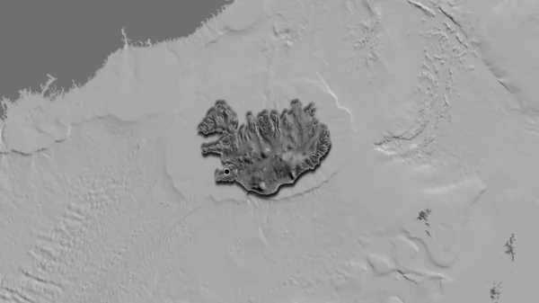 Primo Piano Della Zona Frontiera Islandese Una Mappa Bilivello Punto — Foto Stock