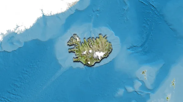 衛星地図上のアイスランド国境地帯の閉鎖 資本ポイント 国の形の縁が隠されている — ストック写真