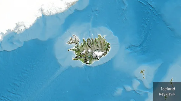 Primo Piano Della Zona Frontiera Islandese Una Mappa Satellitare Punto — Foto Stock