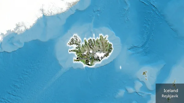 Primo Piano Della Zona Frontiera Islandese Una Mappa Satellitare Punto — Foto Stock