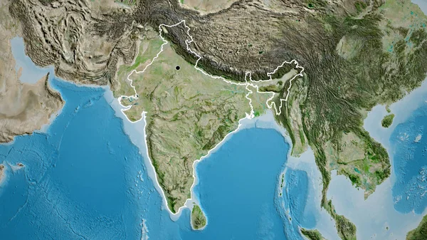 Крупный План Пограничной Зоны Индии Спутниковой Карте Отличный Момент Очертания — стоковое фото
