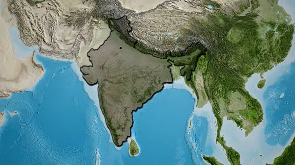Крупный План Пограничной Зоны Индии Выделяющийся Тёмным Наложением Спутниковую Карту — стоковое фото
