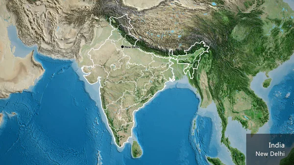 Крупный План Пограничной Зоны Индии Региональных Границ Спутниковой Карте Отличный — стоковое фото