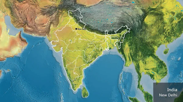 Primer Plano Zona Fronteriza Con India Sus Fronteras Regionales Mapa — Foto de Stock