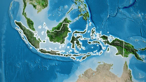 Primer Plano Zona Fronteriza Indonesia Destacando Con Una Oscura Superposición —  Fotos de Stock