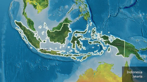 Крупный План Приграничной Зоны Индонезии Тёмным Наложением Топографическую Карту Отличный — стоковое фото