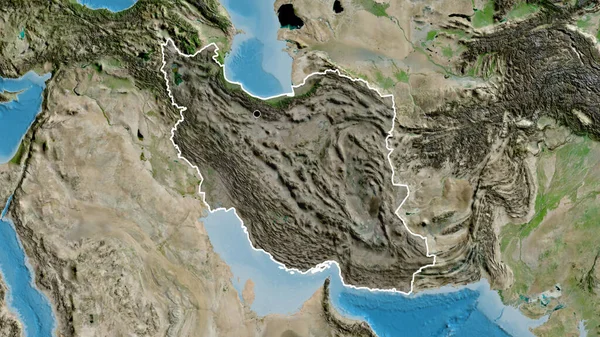 Zbliżenie Obszaru Przygranicznego Iranu Ciemną Pokrywą Mapie Satelitarnej Główny Punkt — Zdjęcie stockowe