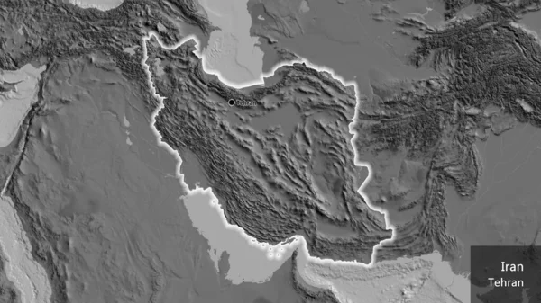 Ran Sınır Bölgesinin Bir Bileklik Haritasına Yakın Plan Ana Nokta — Stok fotoğraf