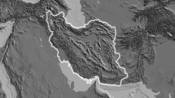 Primer Plano Zona Fronteriza Irán Mapa Bilevel Punto Capital Brillan —  Fotos de Stock