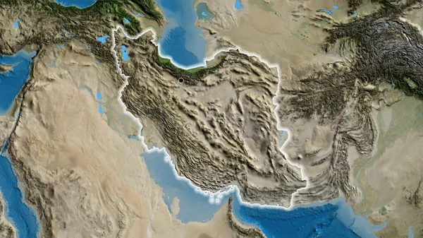 Close Iran Border Area Satellite Map Capital Point Glow Country — Stock Photo, Image