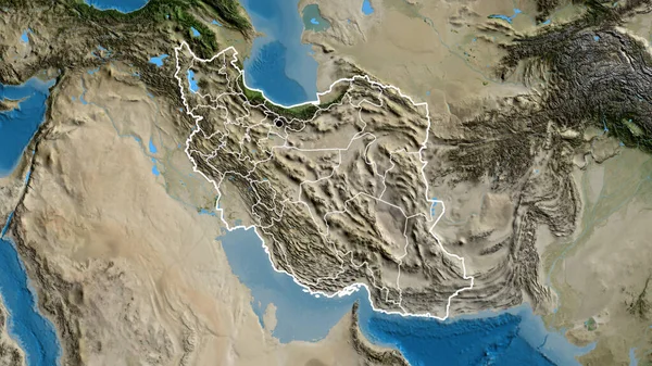 Iráni Határtérség Regionális Határainak Közelsége Műholdas Térképen Remek Pont Körvonalazza — Stock Fotó