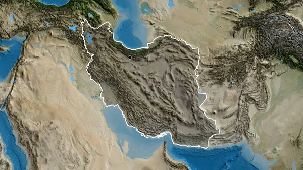Közelkép Iráni Határterületről Amely Egy Műholdas Térképen Sötét Átfedést Mutat — Stock Fotó