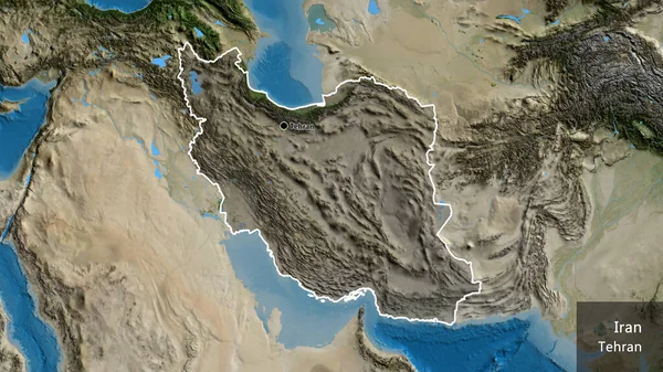 Ran Sınır Bölgesinin Yakın Çekimleri Uydu Haritasında Koyu Bir Örtüyle — Stok fotoğraf