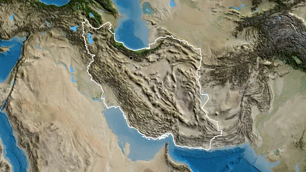 Close Iran Border Area Satellite Map Capital Point Outline Country — Stock Photo, Image