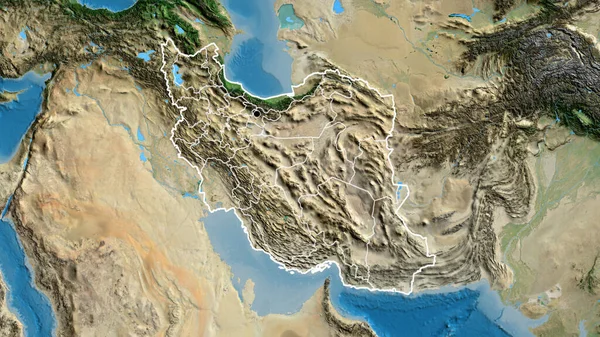 Ran Sınırına Bölgesel Sınırlarına Bir Uydu Haritasında Yakın Plan Ana — Stok fotoğraf