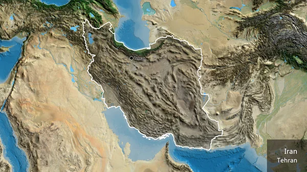 Ran Sınır Bölgesinin Yakın Çekimleri Uydu Haritasında Koyu Bir Örtüyle — Stok fotoğraf