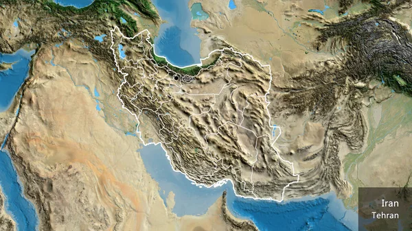 Primer Plano Zona Fronteriza Con Irán Sus Fronteras Regionales Mapa — Foto de Stock