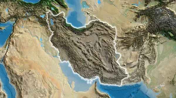 Közelkép Iráni Határterületről Amely Egy Műholdas Térképen Sötét Átfedést Mutat — Stock Fotó