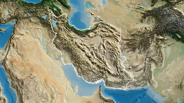Крупный План Пограничной Зоны Ирана Спутниковой Карте Отличный Момент Очертания — стоковое фото