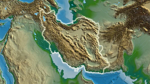 Крупный План Пограничной Зоны Ирана Физической Карте Отличный Момент Светится — стоковое фото