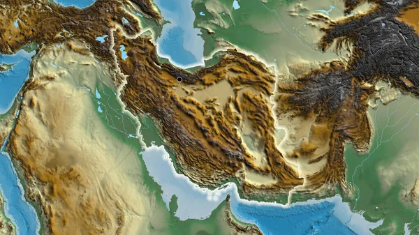 Close Van Het Grensgebied Met Iran Een Noodlandkaart Hoofdpunt Glow — Stockfoto