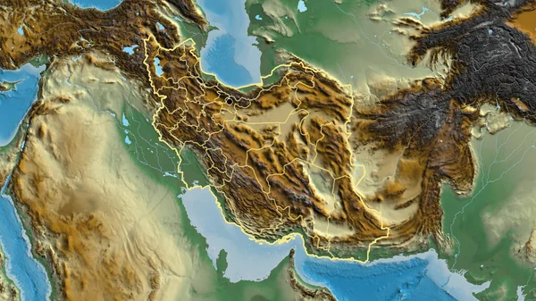 Zbliżenie Obszaru Przygranicznego Iranu Jego Granic Regionalnych Mapie Pomocy Humanitarnej — Zdjęcie stockowe