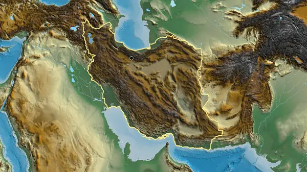 Gros Plan Zone Frontalière Iranienne Surbrillance Avec Une Couverture Sombre — Photo
