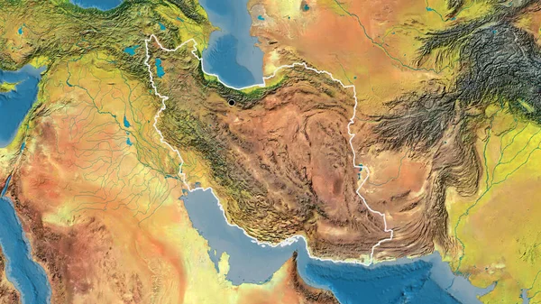 Close Zona Fronteiriça Irão Num Mapa Topográfico Ponto Capital Esboço — Fotografia de Stock