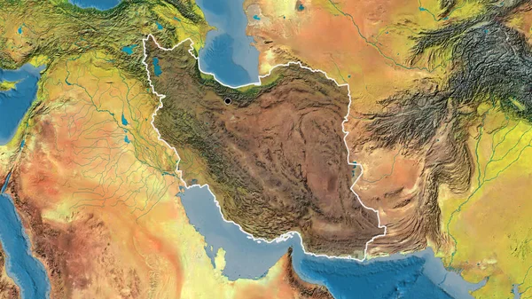 Detailní Záběr Íránské Pohraniční Oblasti Zvýrazňující Tmavou Vrstvu Topografické Mapě — Stock fotografie