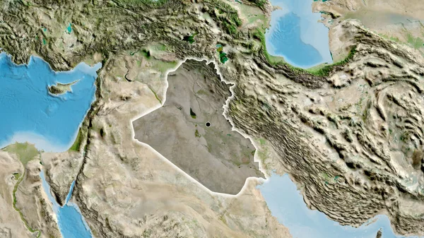 이라크 지역의 촬영은 지도에 오버레이로 표시되어 전국을 누비며 젓는다 — 스톡 사진
