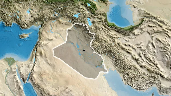衛星地図上の暗いオーバーレイで強調されているイラク国境地域の閉鎖 資本ポイント 全国に光る — ストック写真