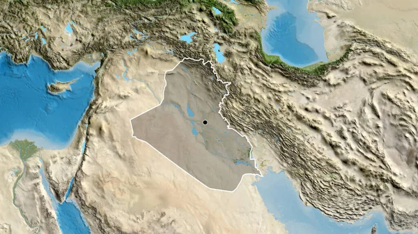 이라크 지역의 촬영은 지도에 오버레이로 표시되어 나라의 모양을 둘러싸고 — 스톡 사진