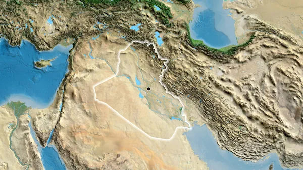 Irak Sınır Bölgesinin Uydu Haritasında Yakın Plan Görüntüsü Ana Nokta — Stok fotoğraf