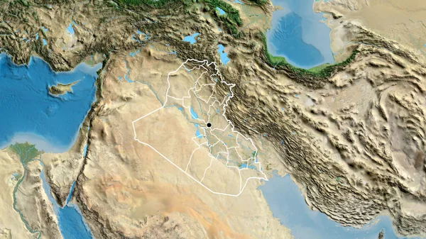 Irak Sınırına Bölgesel Sınırlarına Bir Uydu Haritasında Yakın Plan Ana — Stok fotoğraf